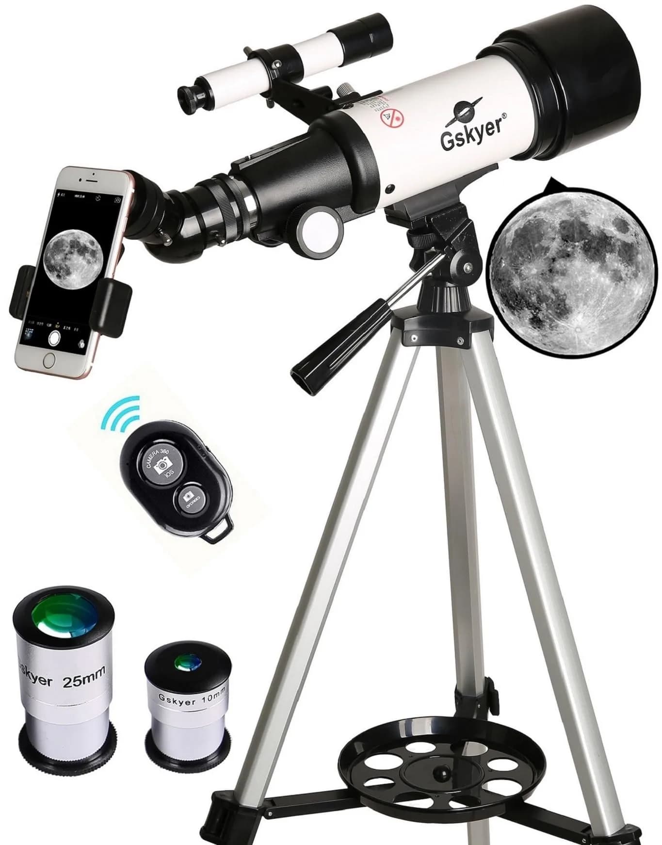 Gskyer Telescope 70mm Aperture 400mm AZ Mount | Travel Refractor for Beginners & Kids