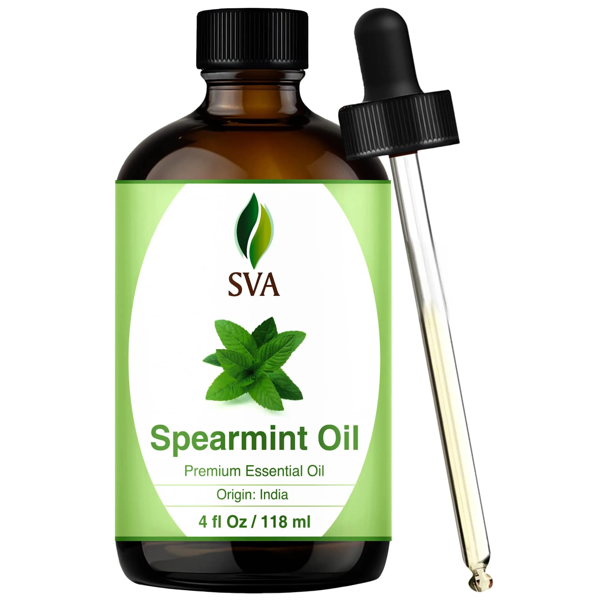 SVA ORGANICS Spearmint Essential Oil 118 ml (4 Fl Oz) | Fresh Minty Aroma for Diffuser & DIY - main product image