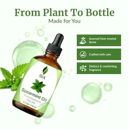 SVA ORGANICS Spearmint Essential Oil 118 ml (4 Fl Oz) | Fresh Minty Aroma for Diffuser & DIY thumbnail 4