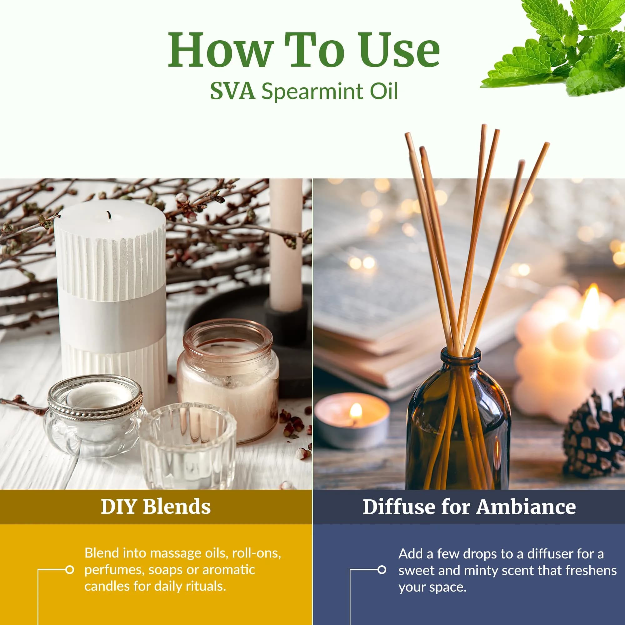 SVA ORGANICS Spearmint Essential Oil 118 ml (4 Fl Oz) | Fresh Minty Aroma for Diffuser & DIY - view 6