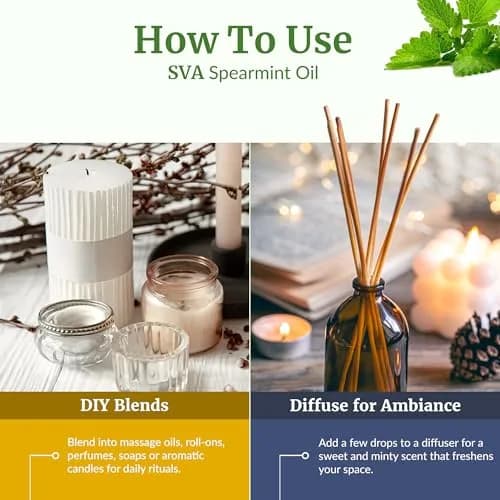 SVA ORGANICS Spearmint Essential Oil 118 ml (4 Fl Oz) | Fresh Minty Aroma for Diffuser & DIY thumbnail 6