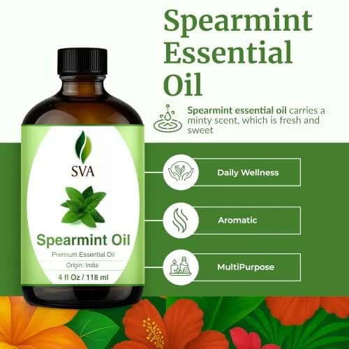 SVA ORGANICS Spearmint Essential Oil 118 ml (4 Fl Oz) | Fresh Minty Aroma for Diffuser & DIY thumbnail 2