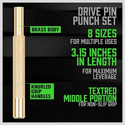 SWANLAKE 8-Piece Brass Punch Set 3.15" Length | Non-Marring Precision Tool for Delicate Repairs thumbnail 6
