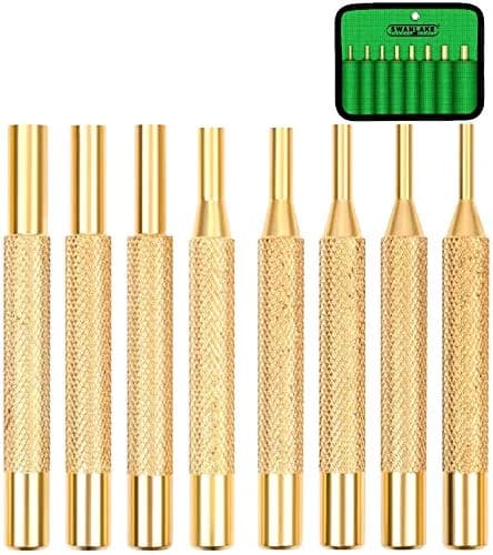 SWANLAKE 8-Piece Brass Punch Set 3.15" Length | Non-Marring Precision Tool for Delicate Repairs thumbnail 1