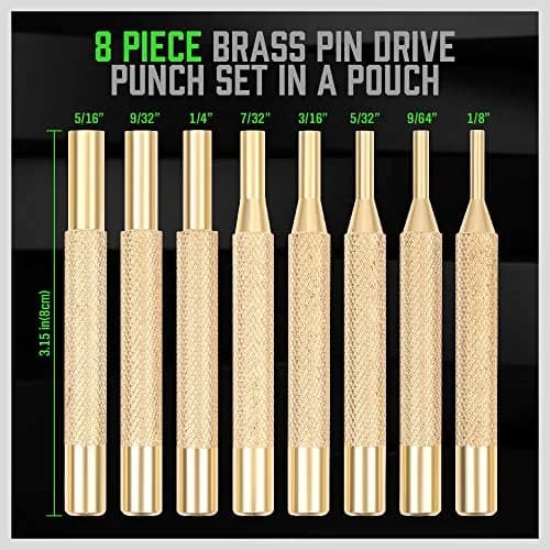 SWANLAKE 8-Piece Brass Punch Set 3.15" Length | Non-Marring Precision Tool for Delicate Repairs thumbnail 3