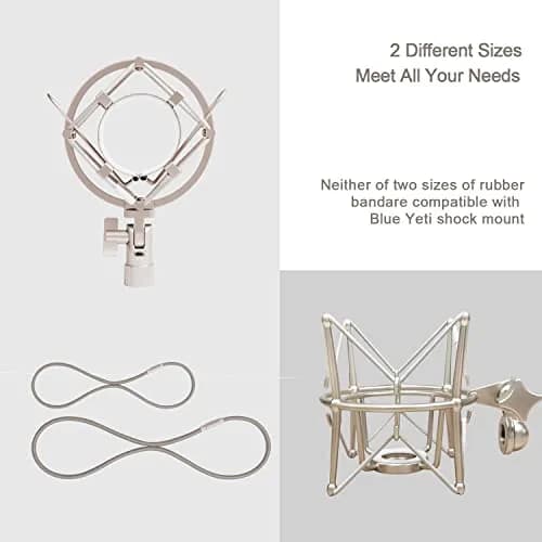 Boseen Elastic Bands Replacement Set of 4 | Microphone Shock Mount Rubber Ring for Microphone Clamp (Gray) thumbnail 2