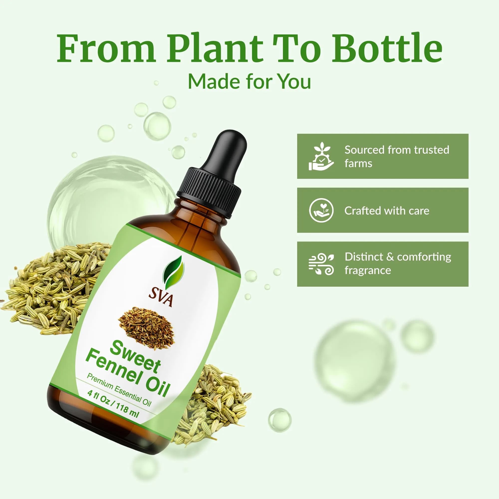 SVA ORGANICS Sweet Fennel Essential Oil 4 Fl Oz (118 mL) - Pure & Natural Aroma Oil - view 4