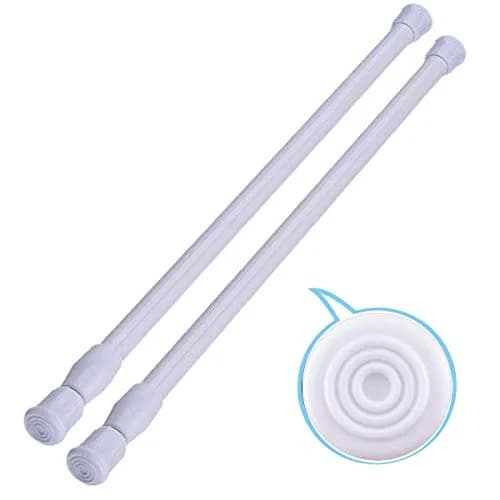 HILLHOME Small Tension Rod 15.7 in to 28 in | Adjustable Spring Curtain Rod for Windows & Cabinets thumbnail 1
