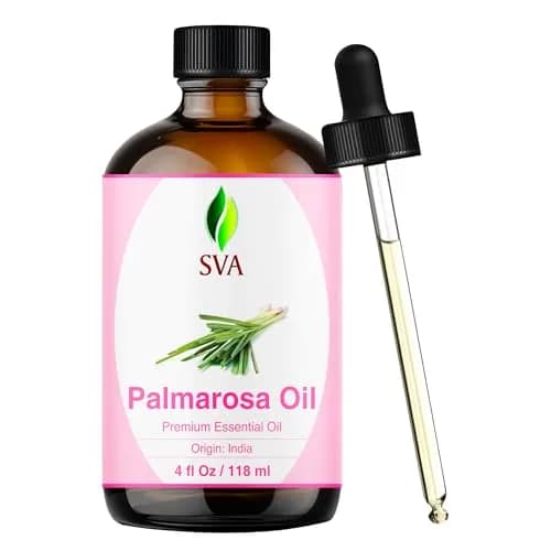 SVA ORGANICS Palmarosa Essential Oil 118 ml (4 Fl Oz) | Pure Floral Aroma for Diffuser, Skin & Hair Care thumbnail 1