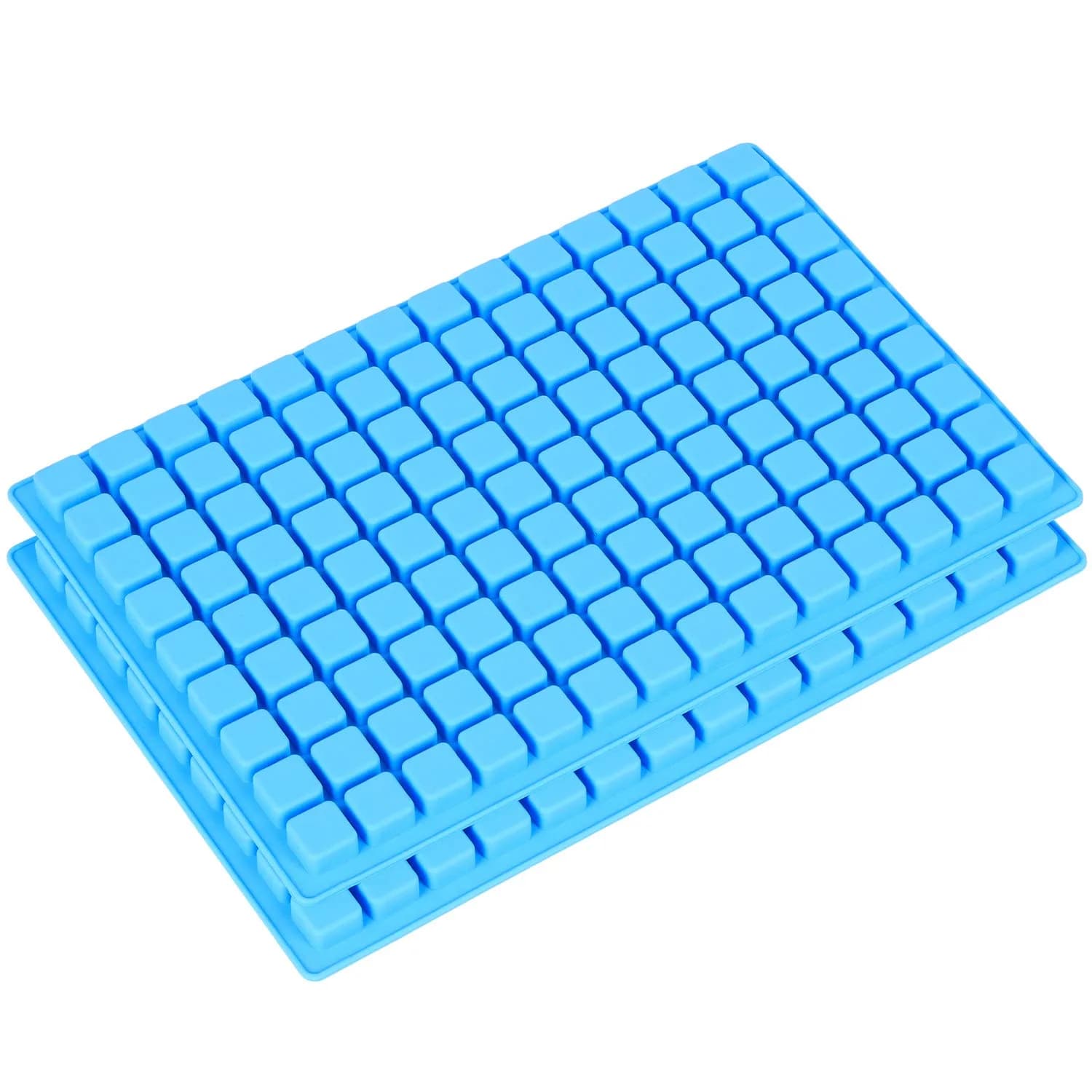 Emoly Silicone Candy Tray 2 Pack 126-Cavity Square Chocolate Mold for Gummy Jelly Truffles Caramels Ice Cube Tray | Food-Grade, Reusable, Easy Release — Blue