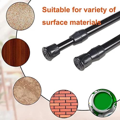 HILLHOME 2 Pack Small Tension Rods 15.7 in to 28 in | Adjustable Spring Curtain Rods for Kitchen, Closet & Cabinet thumbnail 5