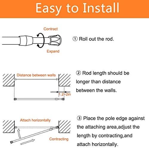 HILLHOME 2 Pack Small Tension Rods 15.7 in to 28 in | Adjustable Spring Curtain Rods for Kitchen, Closet & Cabinet thumbnail 7