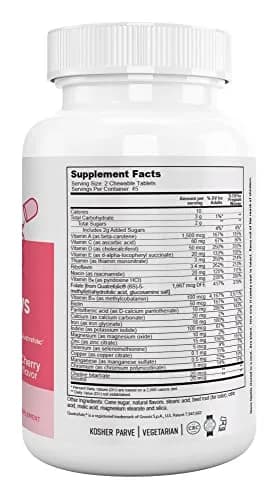 NUTRI-SUPREME RESEARCH Nutri Supreme Prenatal Vitamin Chewable Cherry 90 Count | Absorbable Folic Acid & Iron Support thumbnail 2