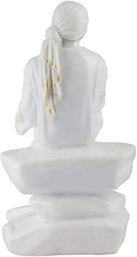 KRISHNAGALLERY1 Sai Baba Murti Marble Idol Statue for Pooja (White) | 9 Inch Classic Marble Look thumbnail 3