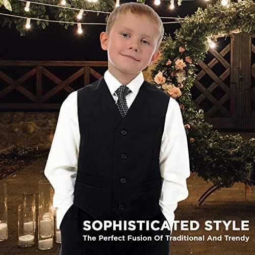 Alberto Danelli Boys Dress Shirt with Matching Tie and Handkerchief | Classic White C, Size 7 thumbnail 2