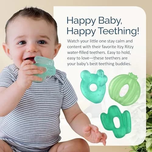 Itzy Ritzy Water-Filled Cactus Teethers for Babies 3+ Months | Set of 3, Green, BPA-Free thumbnail 5