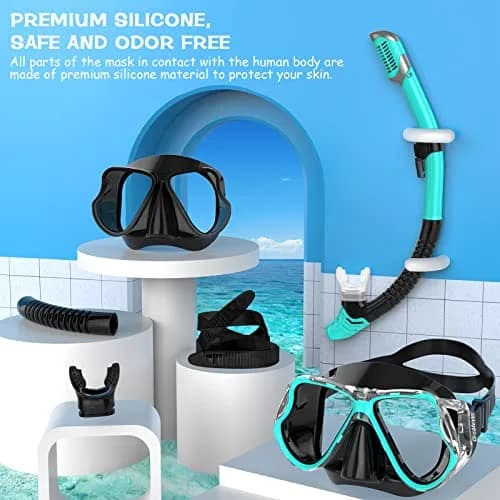 Greatever Snorkeling Gear for Adults Kids | Dry Snorkel Mask Set Anti-Fog with Panoramic View thumbnail 6