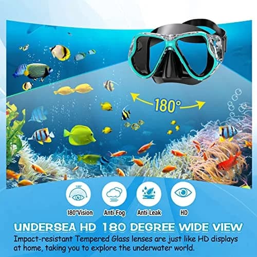 Greatever Snorkeling Gear for Adults Kids | Dry Snorkel Mask Set Anti-Fog with Panoramic View thumbnail 2