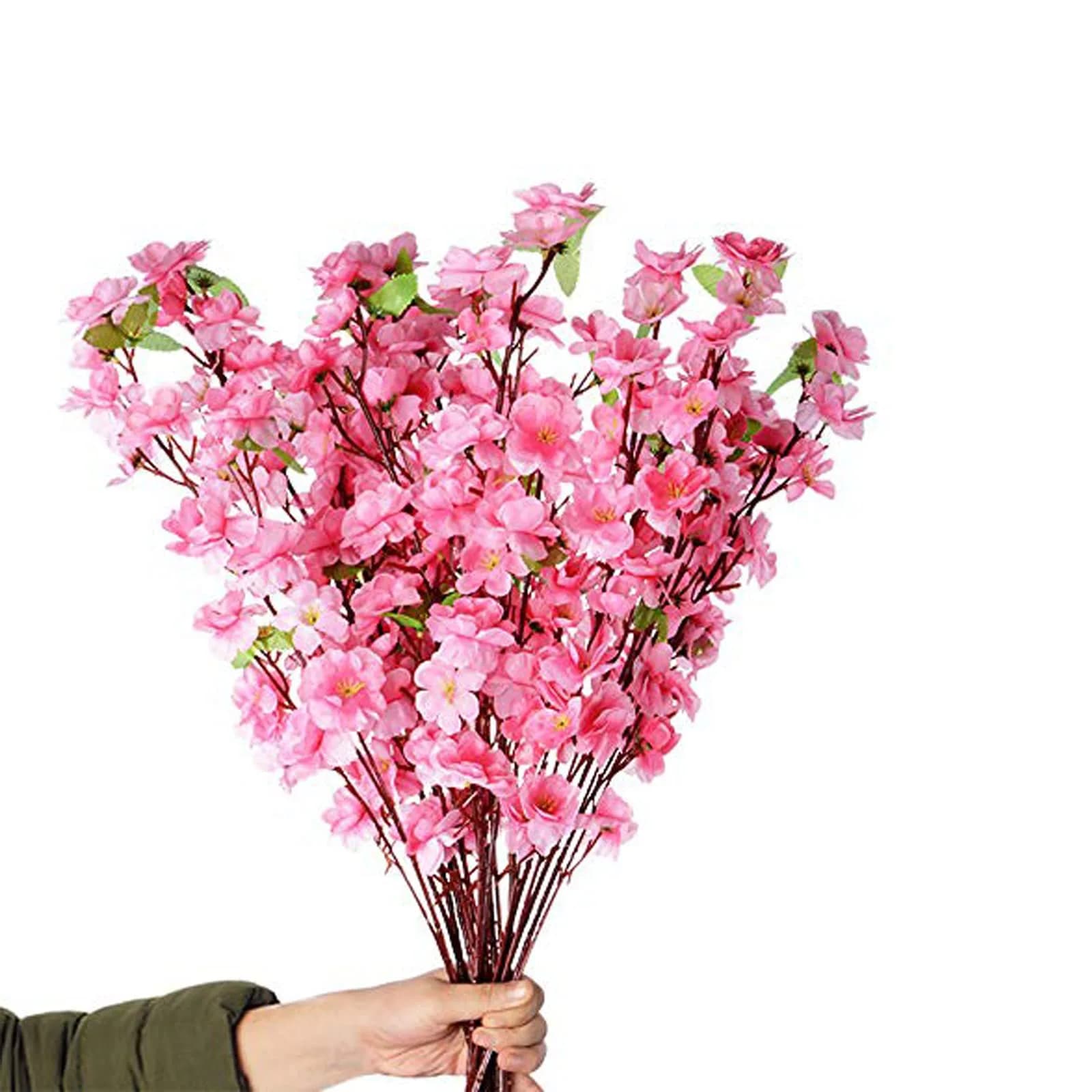 Garifon 10Pcs Artificial Peach Blossom Flowers 60cm (23in) | Silk & Plastic Stems for Wedding & Home Decor
