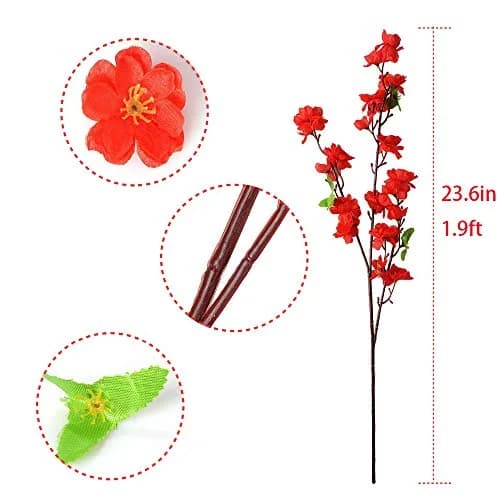 Garifon 10Pcs Artificial Peach Blossom Flowers 60cm (23in) | Silk & Plastic Stems for Wedding & Home Decor thumbnail 4