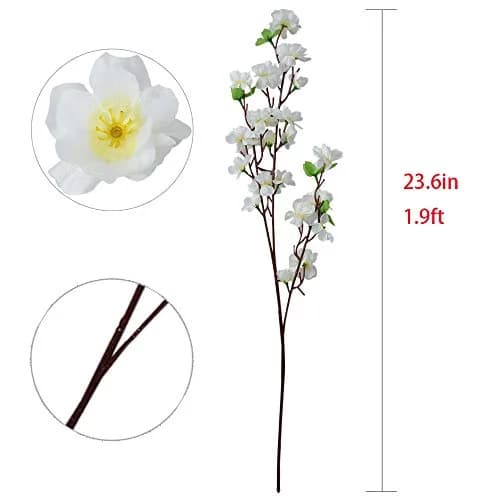 Garifon 10Pcs Artificial Peach Blossom Flowers 60cm (23in) | Silk & Plastic Stems for Wedding & Home Decor thumbnail 5