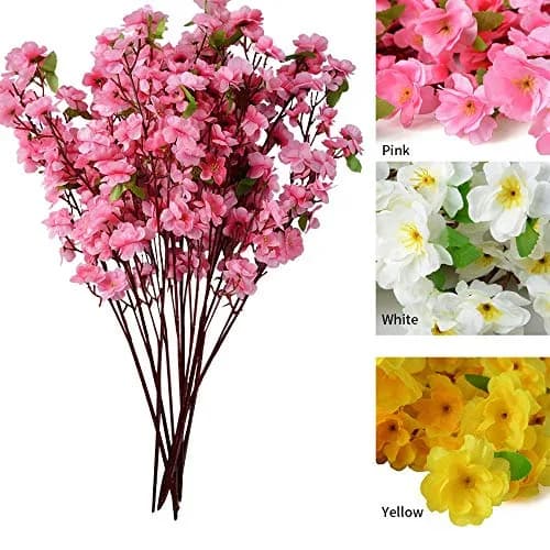 Garifon 10Pcs Artificial Peach Blossom Flowers 60cm (23in) | Silk & Plastic Stems for Wedding & Home Decor thumbnail 6