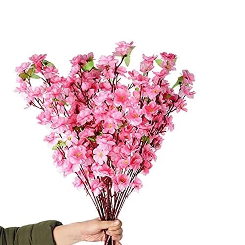 Garifon 10Pcs Artificial Peach Blossom Flowers 60cm (23in) | Silk & Plastic Stems for Wedding & Home Decor thumbnail 1