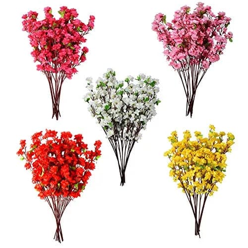 Garifon 10Pcs Artificial Peach Blossom Flowers 60cm (23in) | Silk & Plastic Stems for Wedding & Home Decor thumbnail 7