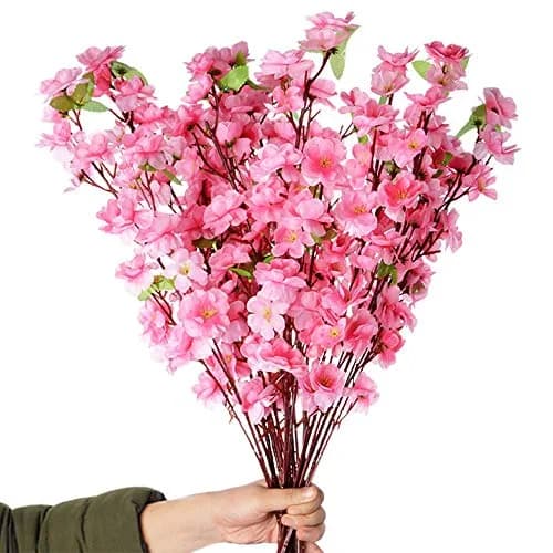 Garifon 10Pcs Artificial Peach Blossom Flowers 60cm (23in) | Silk & Plastic Stems for Wedding & Home Decor thumbnail 2
