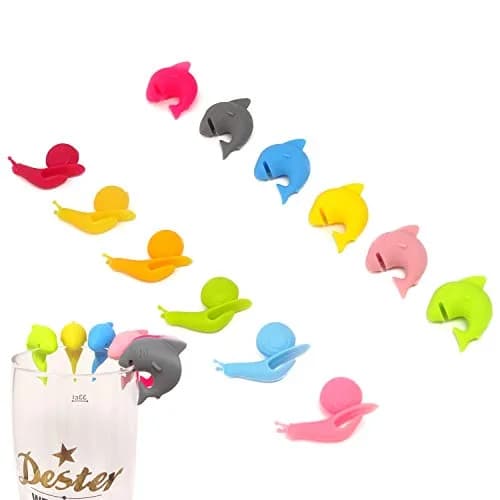 Honbay Cute Silicone Glass Identifier Drink Markers, Shark and Snail (12PCS) thumbnail 1