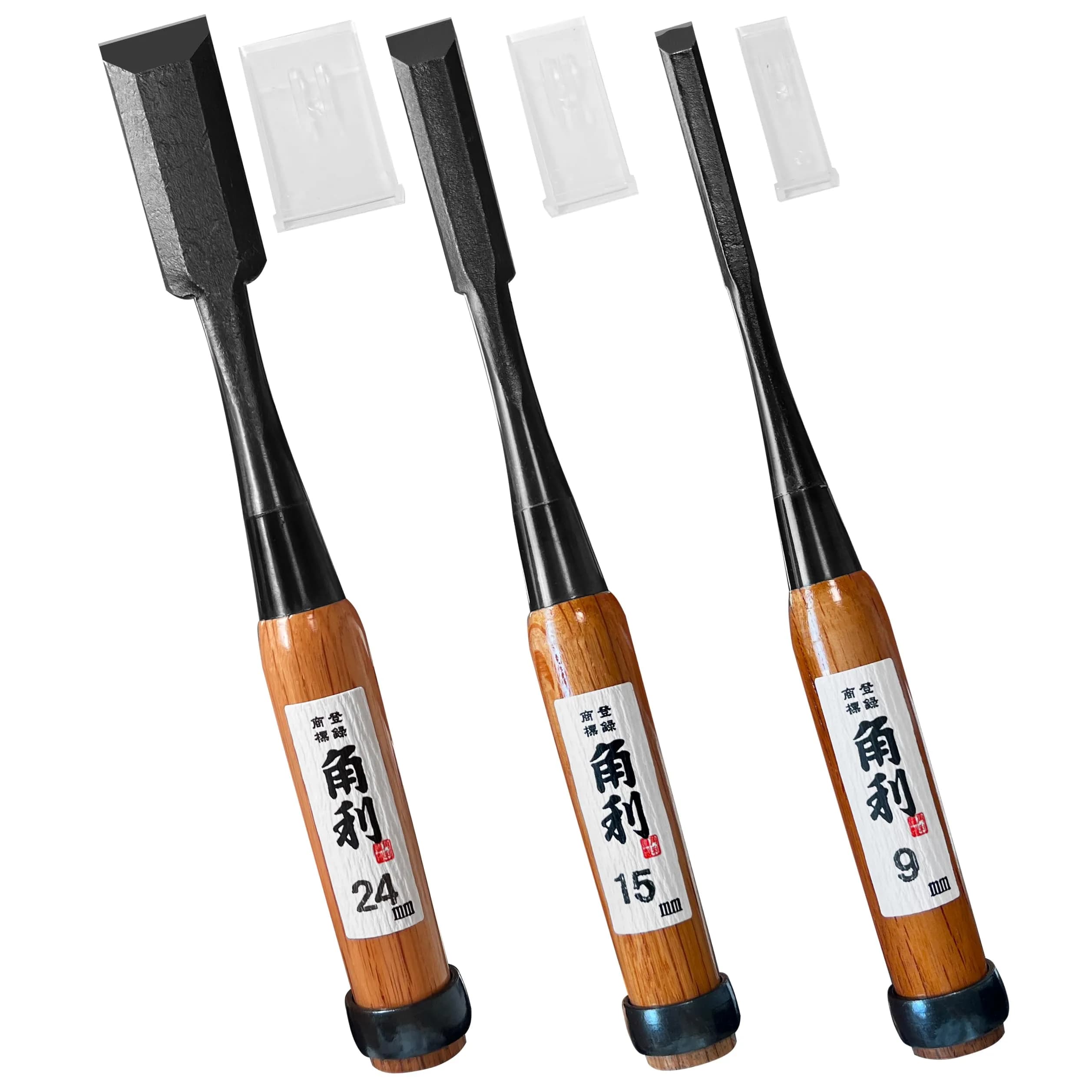 KAKURI Japanese Wood Chisel Set [Long Handle] 3 Piece | Sharp Carbon Steel Blades for Woodworking - main product image