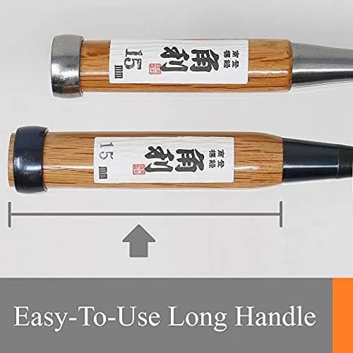 KAKURI Japanese Wood Chisel Set [Long Handle] 3 Piece | Sharp Carbon Steel Blades for Woodworking thumbnail 3