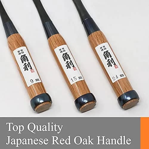 KAKURI Japanese Wood Chisel Set [Long Handle] 3 Piece | Sharp Carbon Steel Blades for Woodworking thumbnail 2