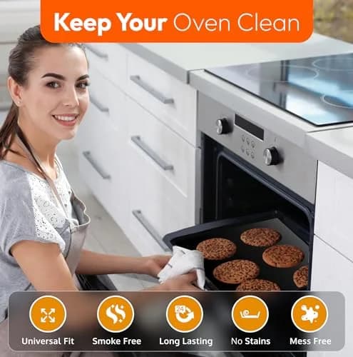 ThreadNanny Heavy Duty Oven Liners 4 Pack 43cm x 63.5cm (17" x 25") | Protects Oven Bottom from Spills thumbnail 5