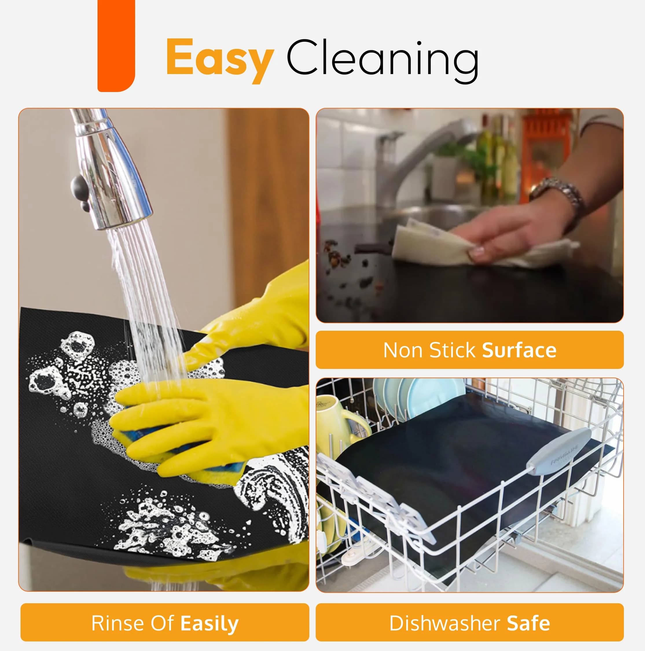 ThreadNanny Heavy Duty Oven Liners 4 Pack 43cm x 63.5cm (17" x 25") | Protects Oven Bottom from Spills - view 6