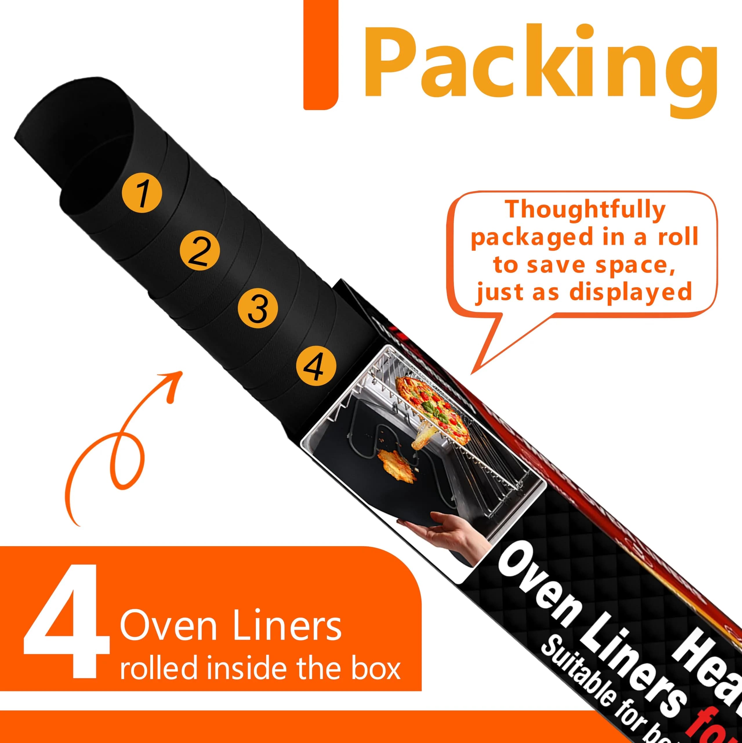 ThreadNanny Heavy Duty Oven Liners 4 Pack 43cm x 63.5cm (17" x 25") | Protects Oven Bottom from Spills - view 8
