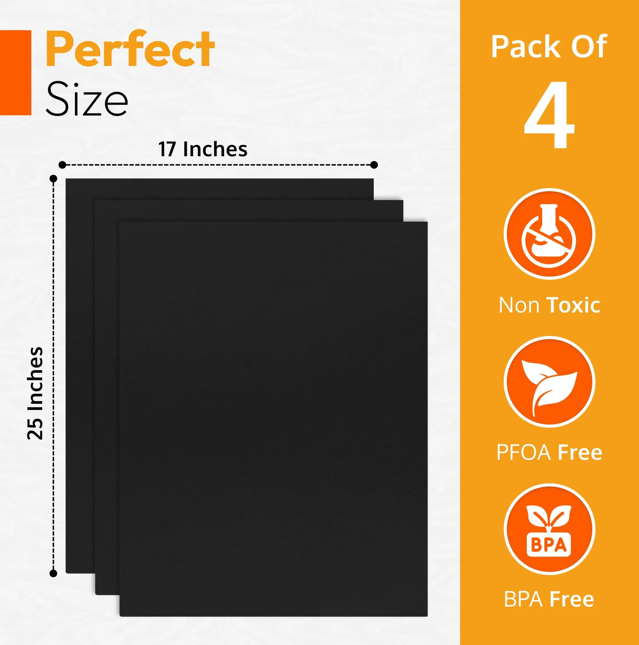 ThreadNanny Heavy Duty Oven Liners 4 Pack 43cm x 63.5cm (17" x 25") | Protects Oven Bottom from Spills - view 2