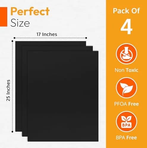 ThreadNanny Heavy Duty Oven Liners 4 Pack 43cm x 63.5cm (17" x 25") | Protects Oven Bottom from Spills thumbnail 2