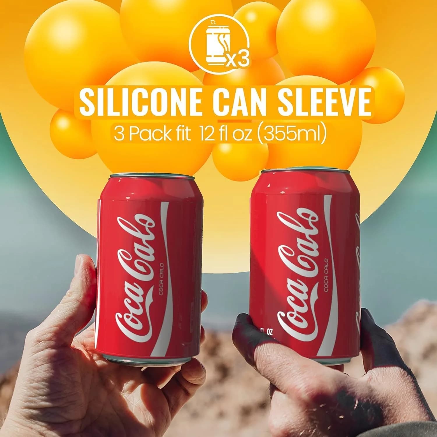Skywin Silicone Can Covers That Look Like Soda 355 ml (12 oz) - 3 Pack | Fun Beverage Insulators for Parties & Outdoors - view 3
