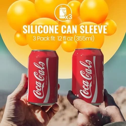 Skywin Silicone Can Covers That Look Like Soda 355 ml (12 oz) - 3 Pack | Fun Beverage Insulators for Parties & Outdoors thumbnail 3