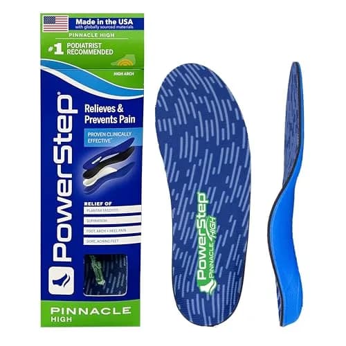 PowerStep Pinnacle High Arch Orthotic Insoles | Plantar Fasciitis & Supination Relief, Made in USA (Men's 8-8.5, Women's 10-10.5) thumbnail 1