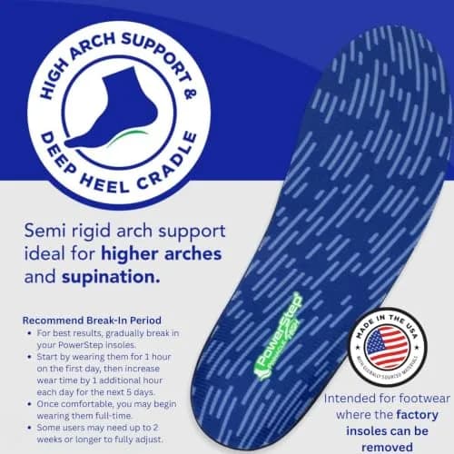 PowerStep Pinnacle High Arch Orthotic Insoles | Plantar Fasciitis Relief & Supination Support (Men's 12-13) thumbnail 4