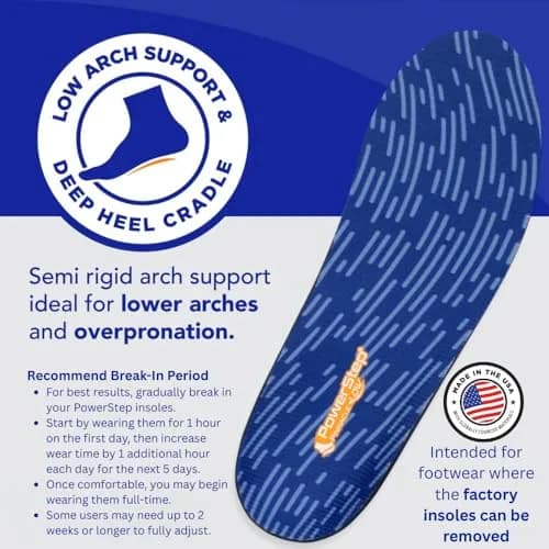 PowerStep Pinnacle Low Arch Support Insoles | Flat Feet & Plantar Fasciitis Relief, Made in USA (Men's 4-4.5 / Women's 6-6.5) thumbnail 4