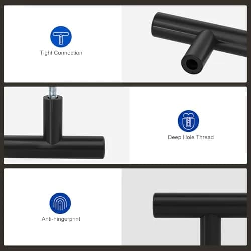 LONTAN 12 Pack Black Cabinet Knobs | Stainless Steel, 2 Inch, Modern Hardware thumbnail 4