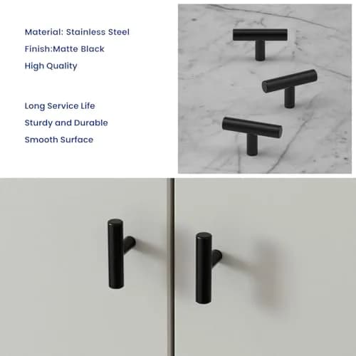 LONTAN 12 Pack Black Cabinet Knobs | Stainless Steel, 2 Inch, Modern Hardware thumbnail 7