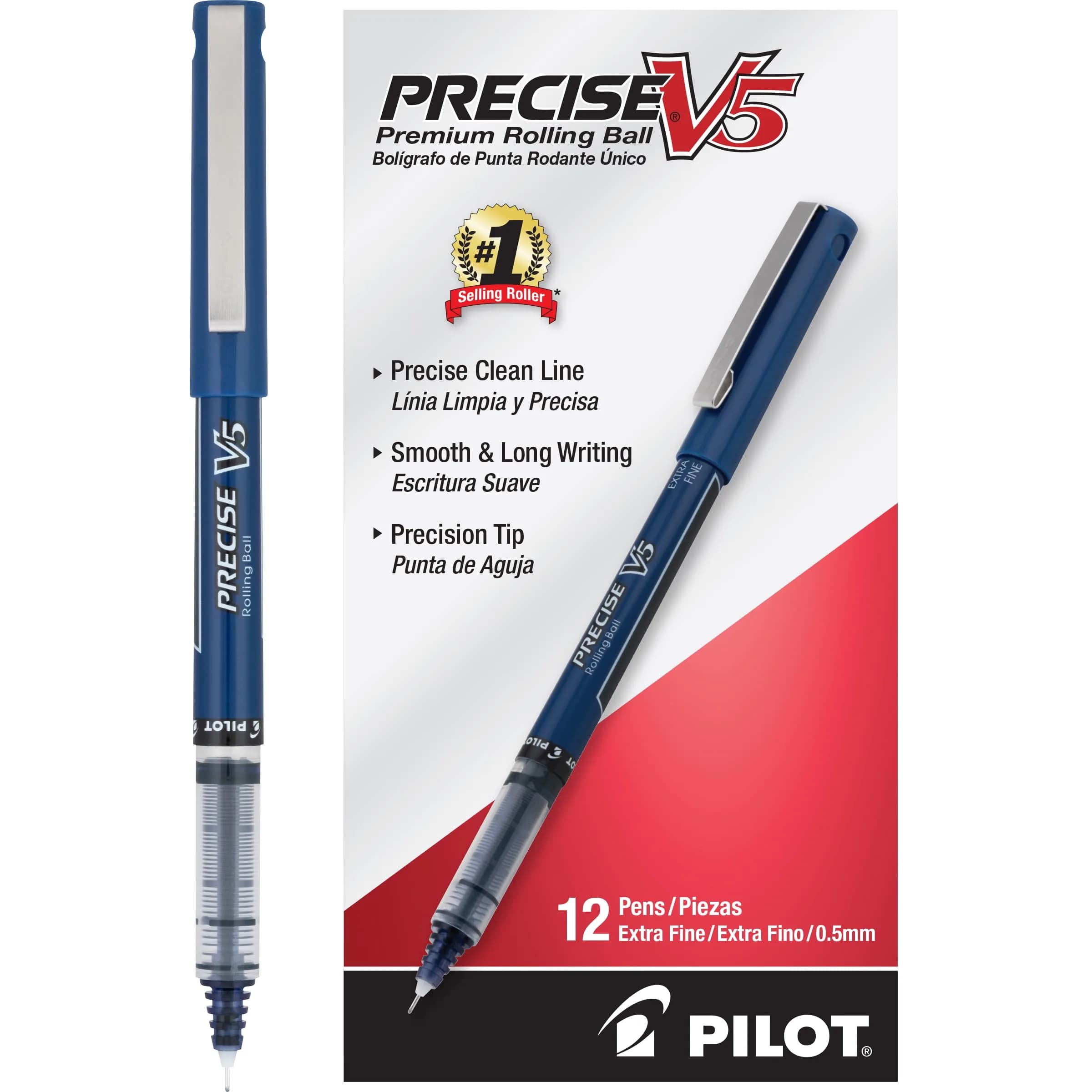 PILOT Precise V5 Rollerball Pens 0.5mm | Fine Point, Navy, Pack of 12 — Navy