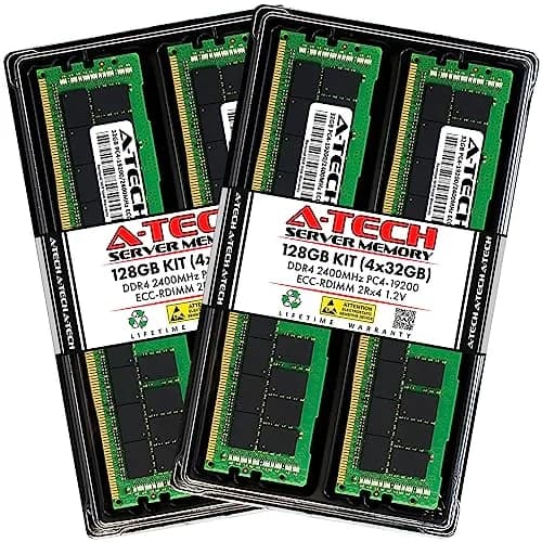 A-Tech 128GB Kit (4x32GB) DDR4 2400MHz ECC RDIMM 2Rx4 Dual Rank 1.2V Server & Workstation RAM thumbnail 1