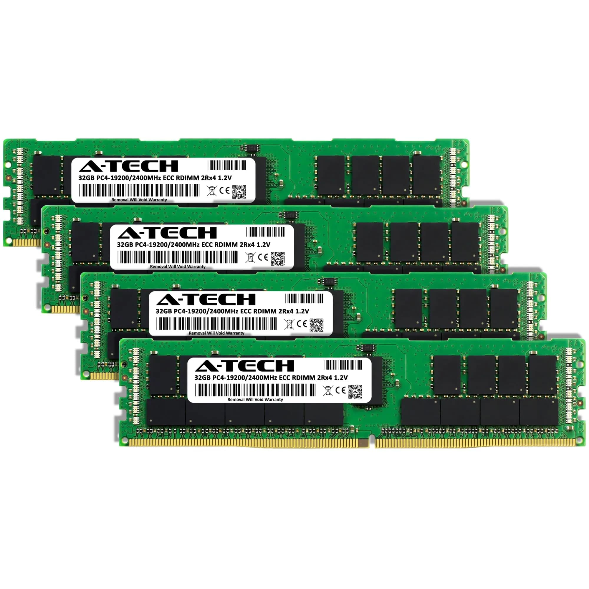 A-Tech 128GB Kit (4x32GB) DDR4 2400MHz ECC RDIMM 2Rx4 Dual Rank 1.2V Server & Workstation RAM - view 2