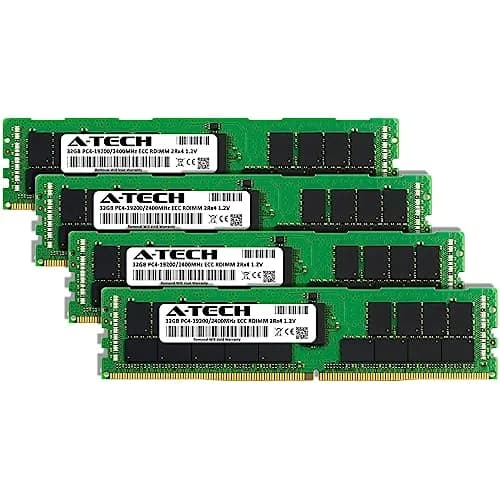 A-Tech 128GB Kit (4x32GB) DDR4 2400MHz ECC RDIMM 2Rx4 Dual Rank 1.2V Server & Workstation RAM thumbnail 2