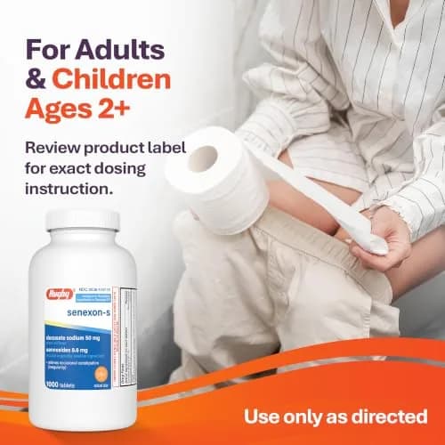 Rugby Senexon-S Natural Vegetable Laxative Plus Stool Softener - Docusate Sodium 50 mg - Sennosides 8.6 mg | Supports Occasional Constipation Relief thumbnail 6